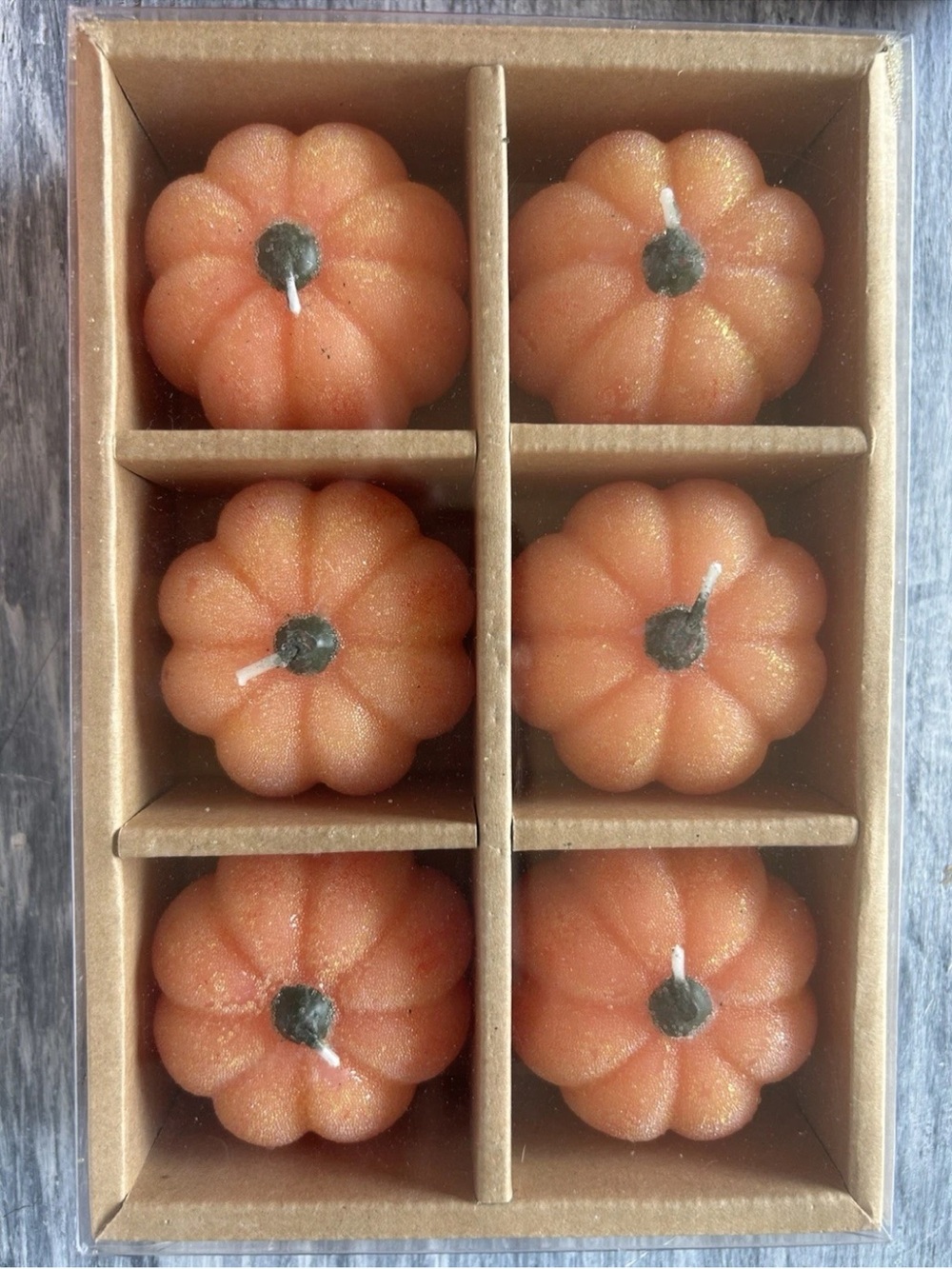 6 "Sugar" Coated Pumpkin Candles Orange Fall Decor Small NEW